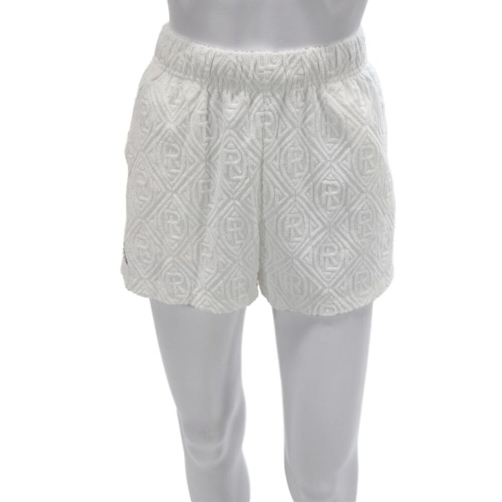 Polo Ralph Lauren Women Argyle Cotton Blend Sweat Shorts White Pull On Size S
